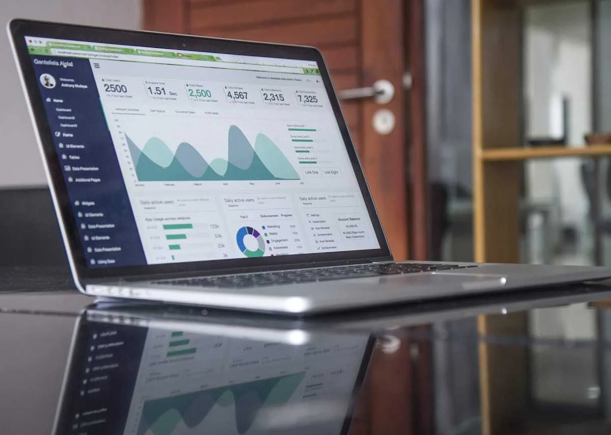 Digital marketing dashboard showing SEO analytics and business growth